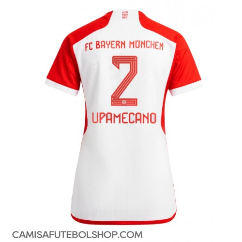 Camisa de time de futebol Bayern Munich Dayot Upamecano #2 Replicas 1º Equipamento Feminina 2023-24 Manga Curta